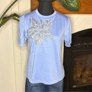 Light Blue Tee with Floral Design